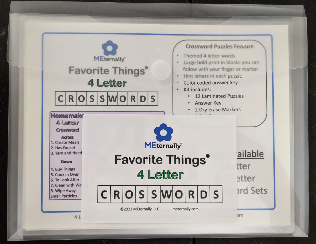 A collection of four letter crosswords designed for people with memory conditions like dementia.